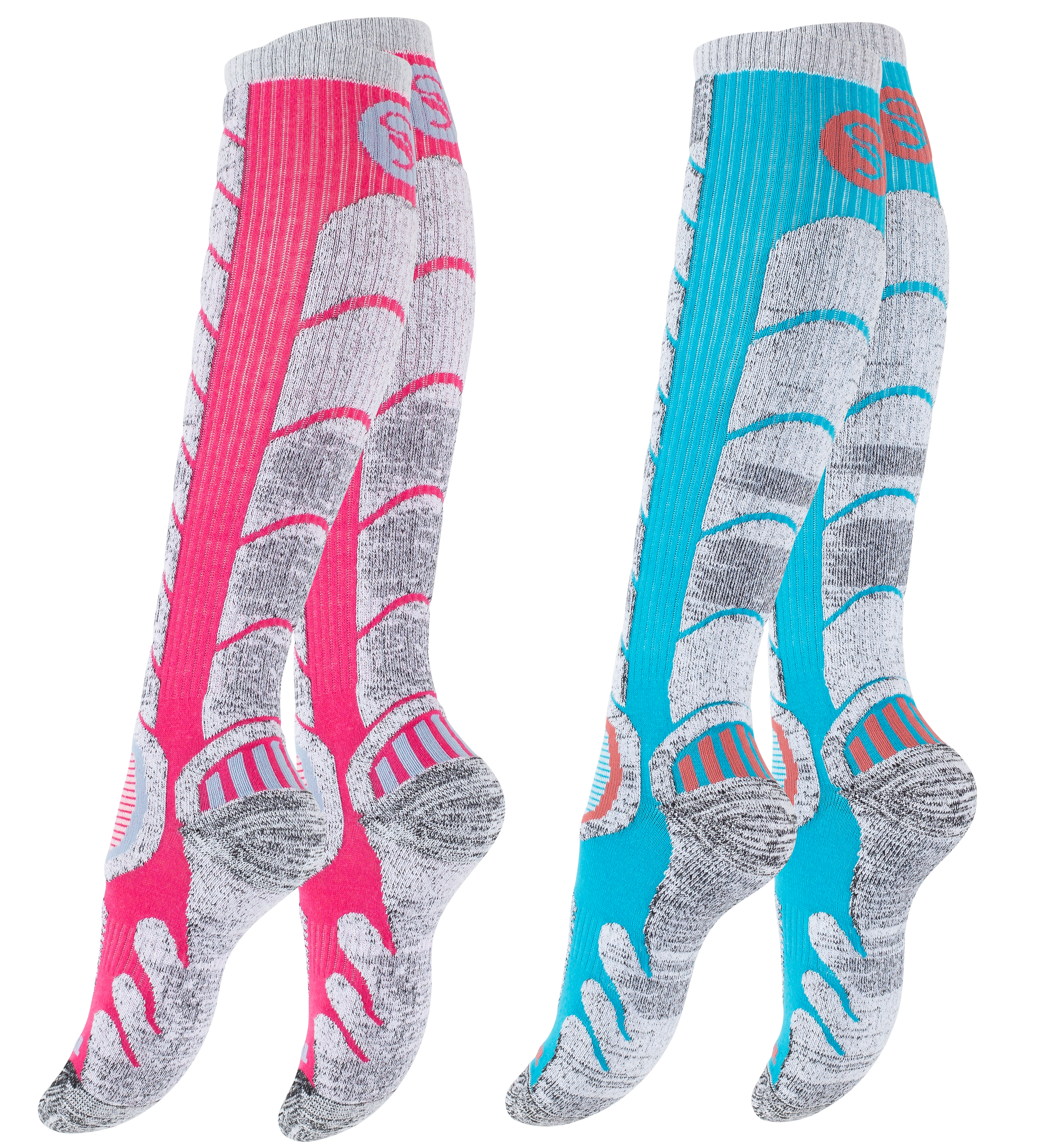 Ski & Snowboard socks with special padding, 2 pairs