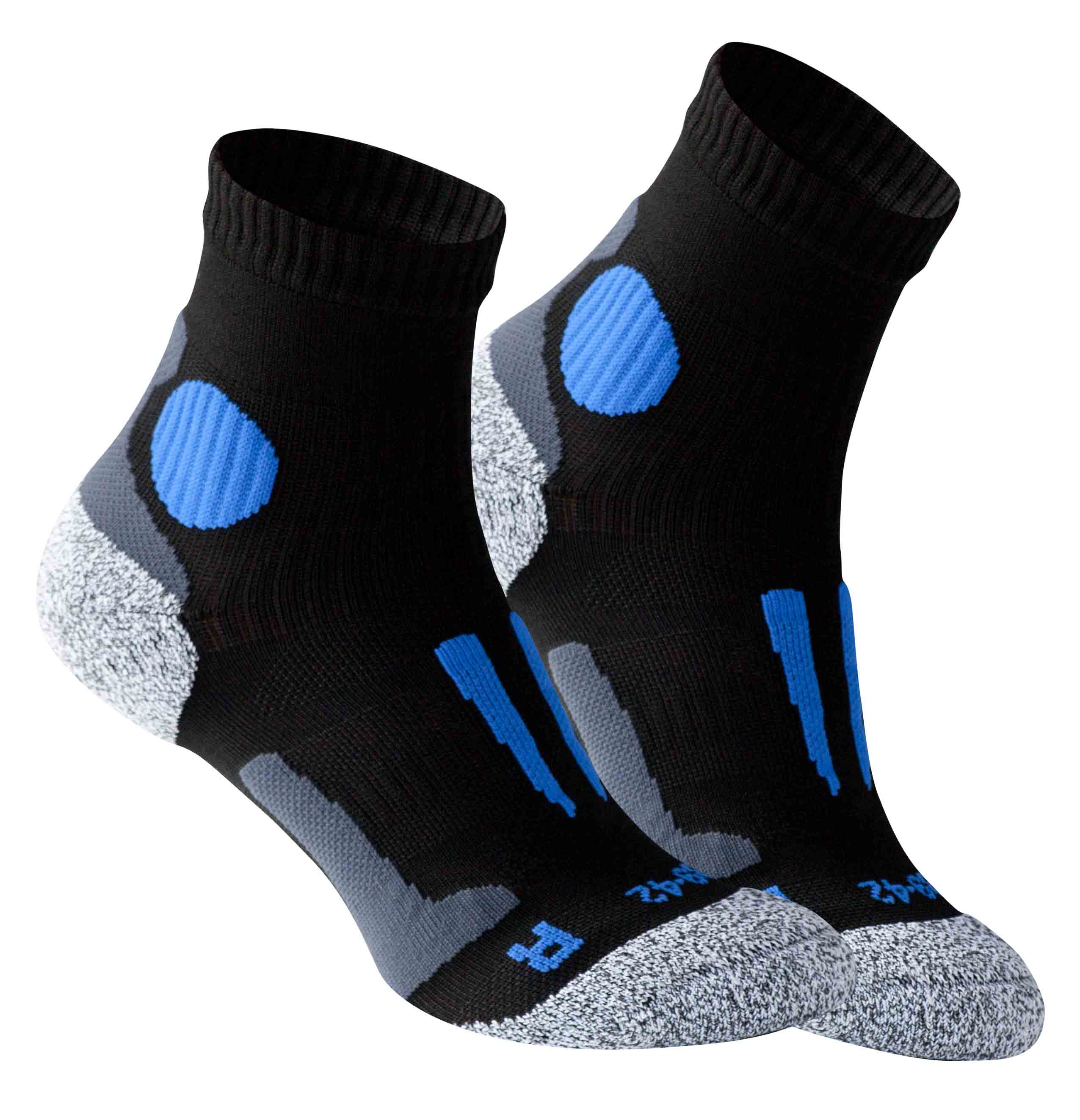 Laufsocke-stark-soul2074_2er_fuss_M2_schwarz_blau Quarter Lauf- & Funktionssocken, 2 Paar