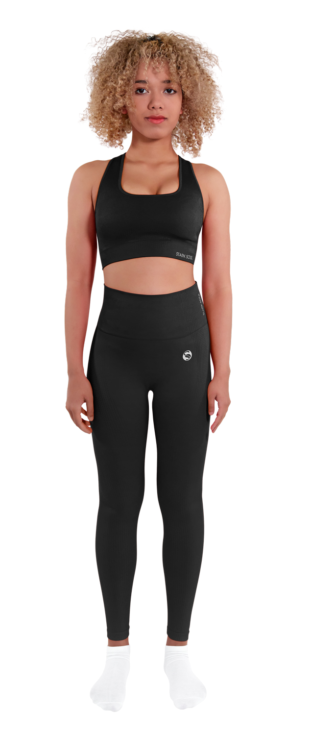 Sport-Bra-Sport-Leggings-High-Waist_Stark-Soul_Model_5129-5130_schwarz_front_1500px 2-Teiliges Sport Set - High Waist Leggings und Racerback Bra