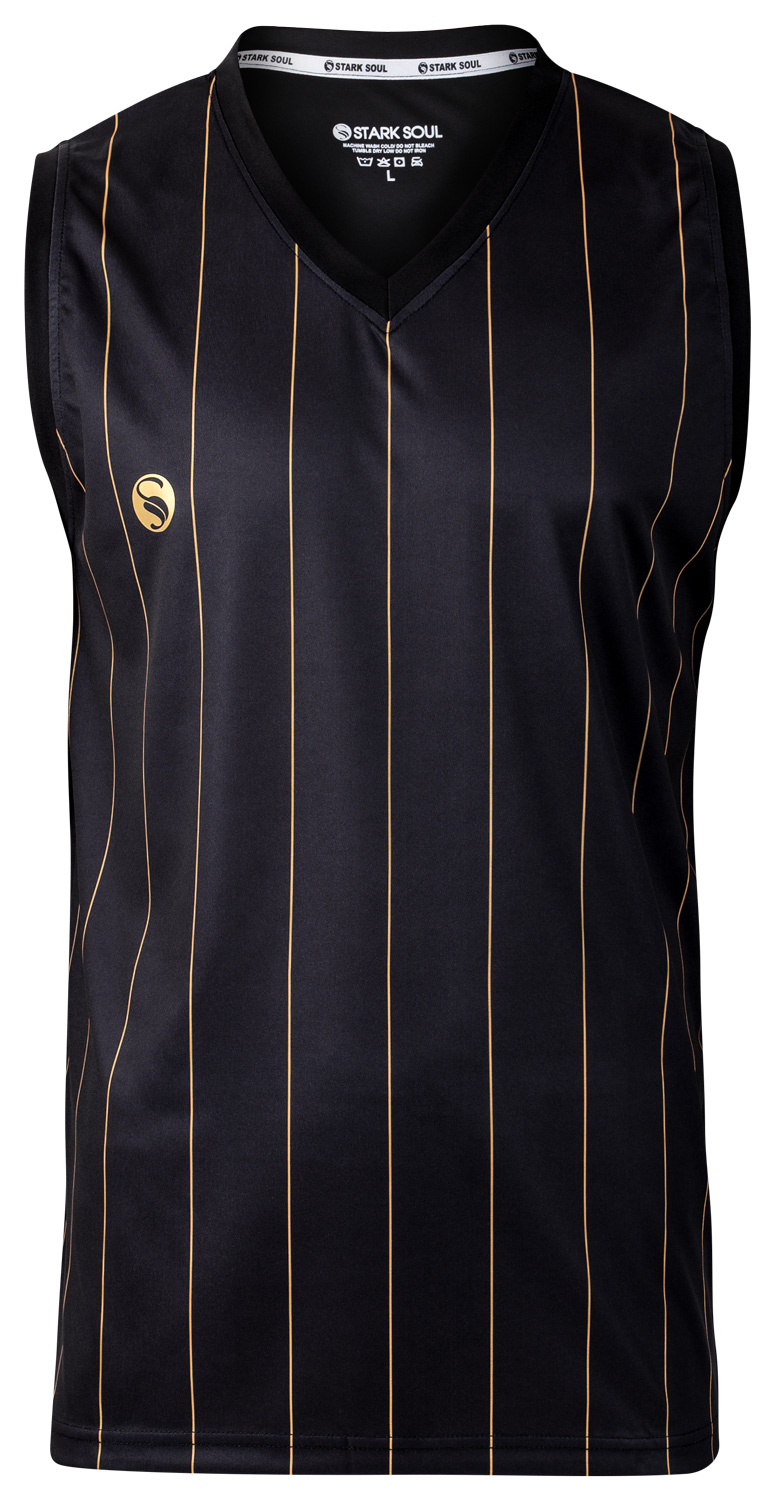 Aermelloses_Sport_T-Shirt_Pinstripes_Tank-Top_Stark-Soul_basketball_1055_schwarz_front_1500px Ärmelloses Sport T-Shirt "Pinstripes", Tank Top