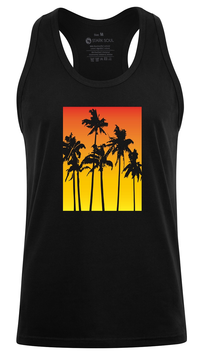 Tank-shirt-schwarz-1034-palms Muscle Shirt, U-Neck, Sunset Palms