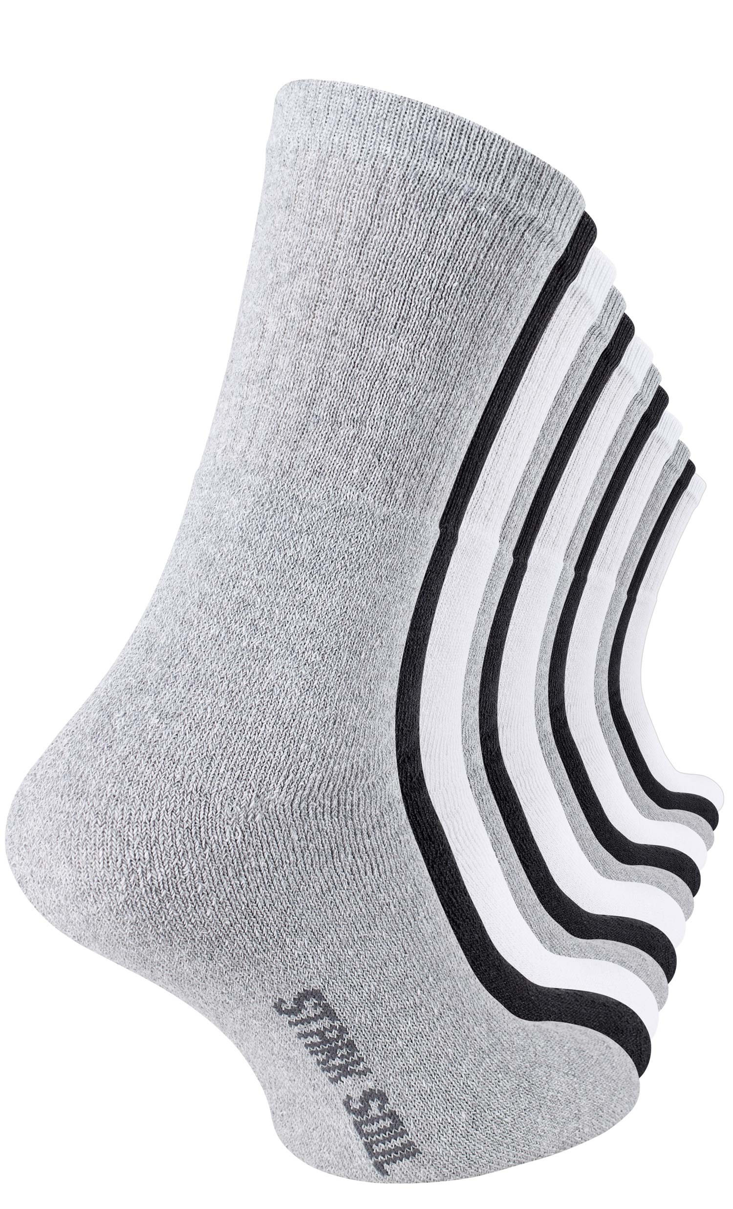 Tennissocken-schwarz-weiss-grau-stark-soul-2106-12xfuss Crew Socken - 6 oder 12 Paar Tennissocken in schwarz, weiss, grau
