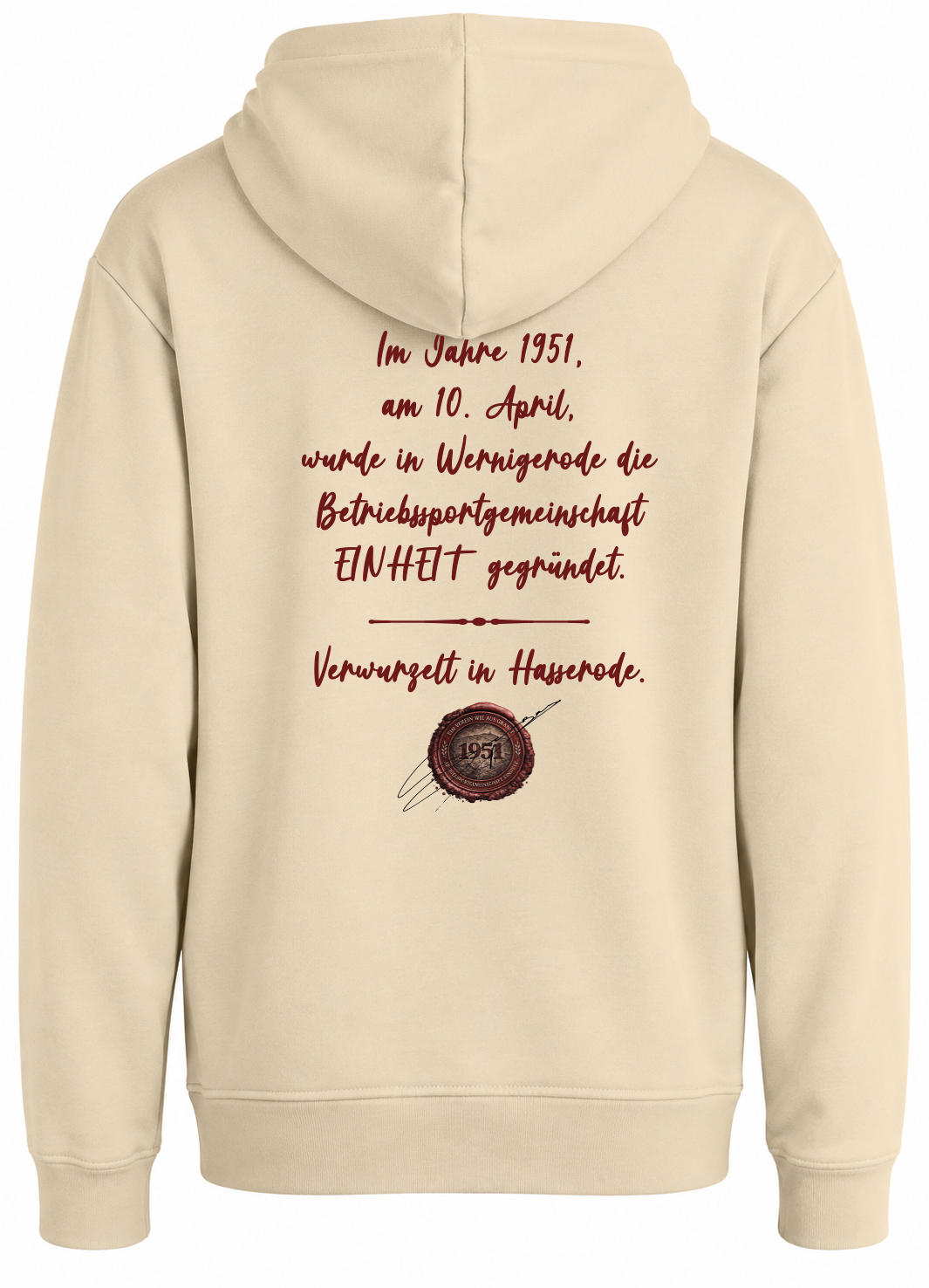 FC Einheit Wernigerode Hoodie „Urkunde 1951“ – Beige