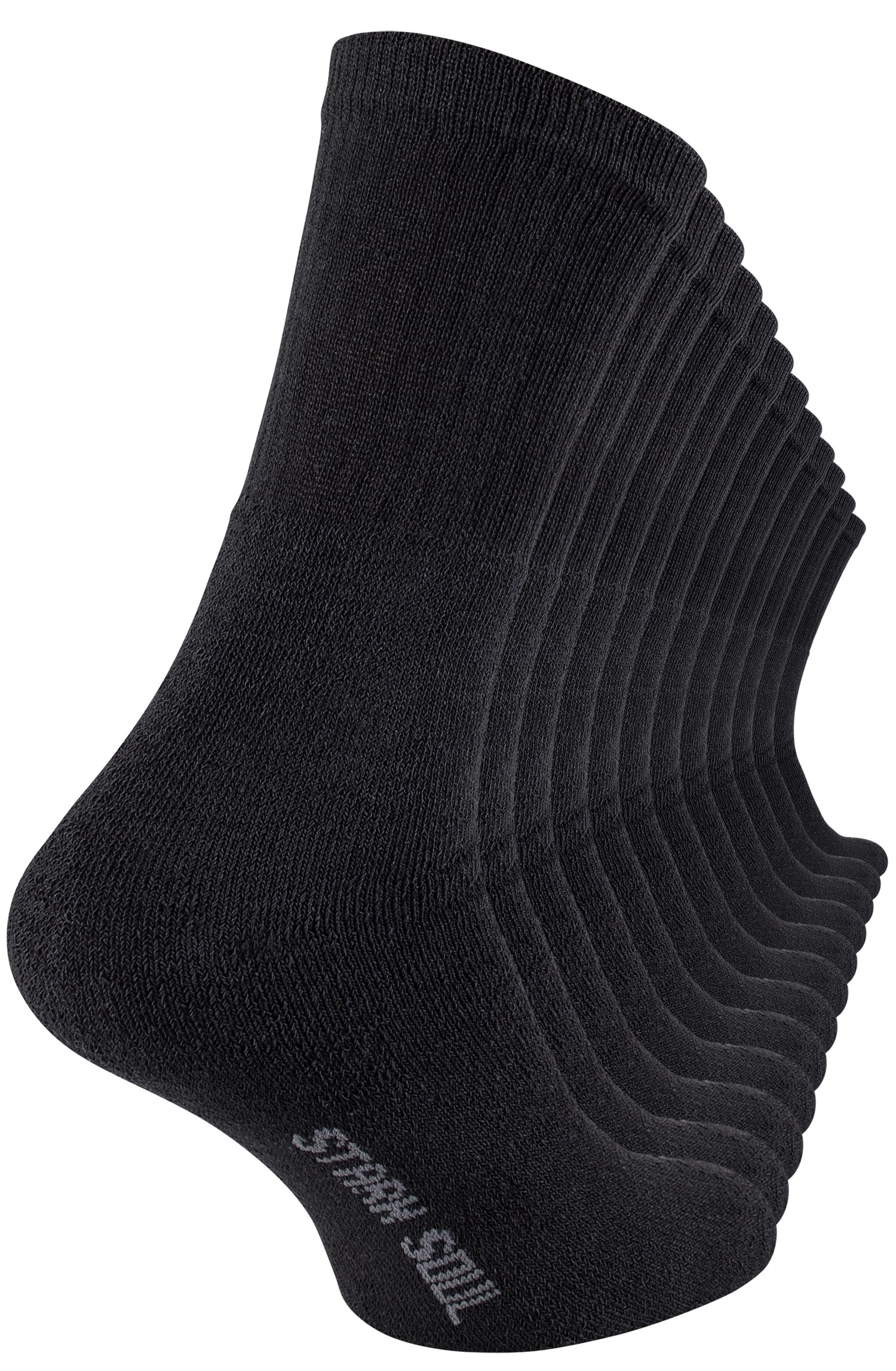 Sport-Socken-Running-schwarz-stark-soul-2091_12xfuss Crew Socken - 6 oder 12 Paar Tennissocken in schwarz