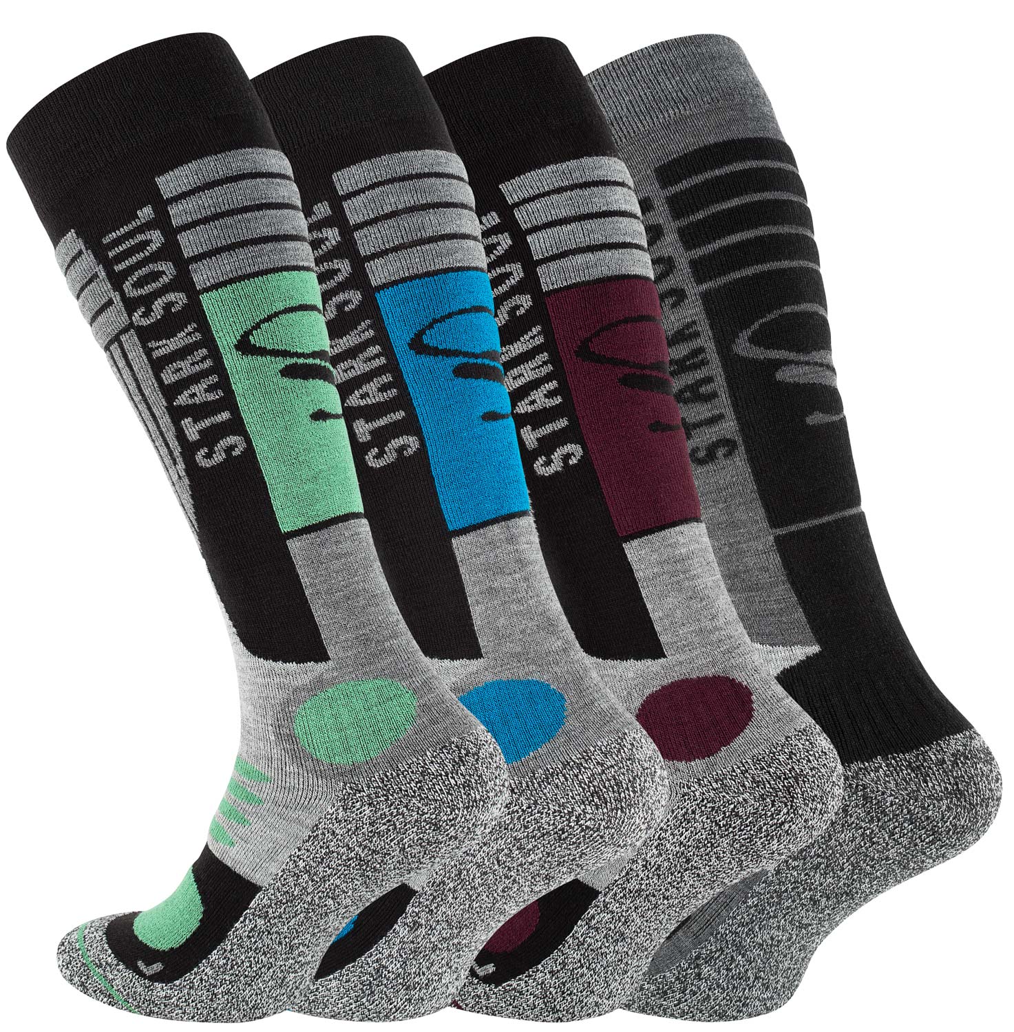 Thermo-Ski-Kniestruempfe-schwarz-stark-soul-2148_alle-Farben Ski & Snowboard Socken mit Spezialpolsterung, 2 Paar