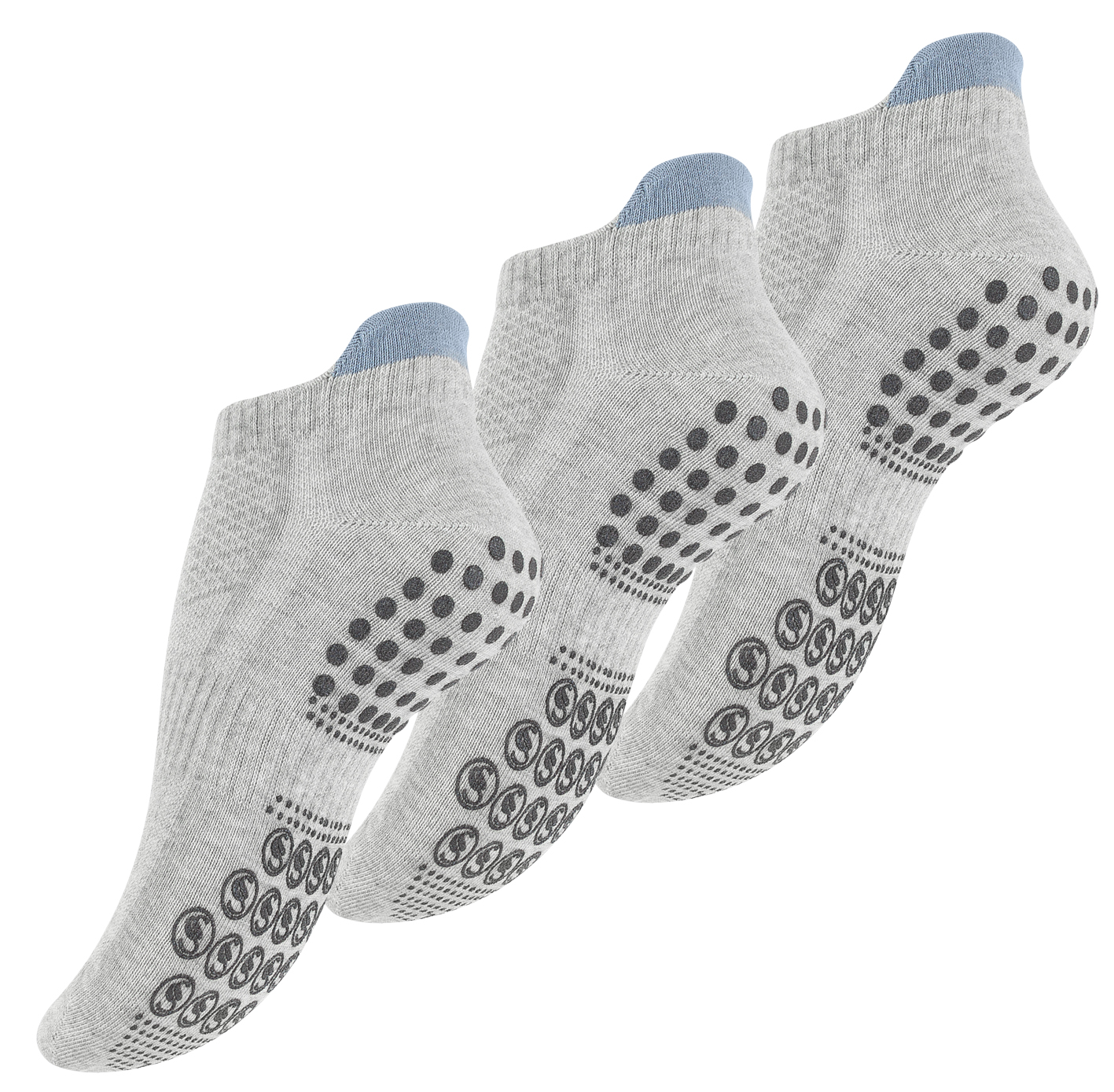 Non-slip sport trainer socks, 3 pairs - Yoga, Pilates, Trampoline