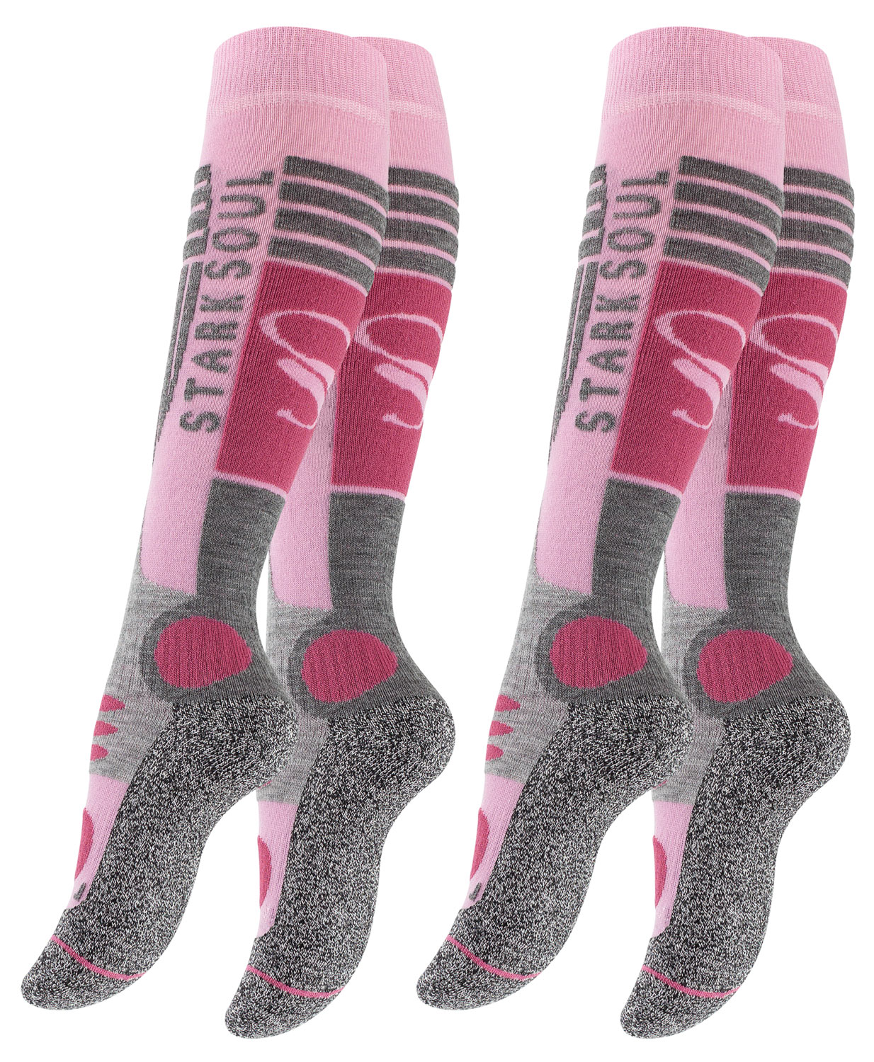 Snowboard-socken-altrosa-grau-stark-soul-4129_altrosa-grau_2x_N Ski & Snowboard Socken mit Spezialpolsterung, 2 Paar