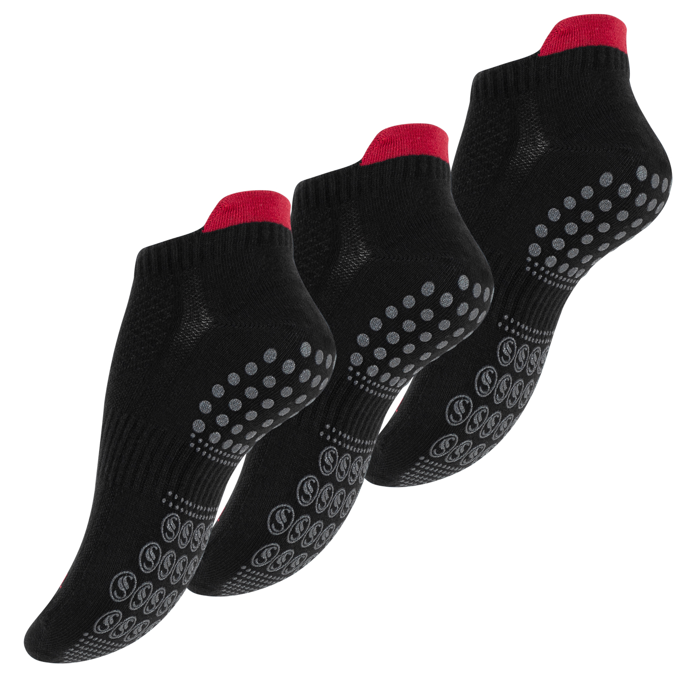 Yogasocken-Schwarz-4137 Rutschfeste Sportsocken, 3 Paar - Yoga, Pilates, Trampolin
