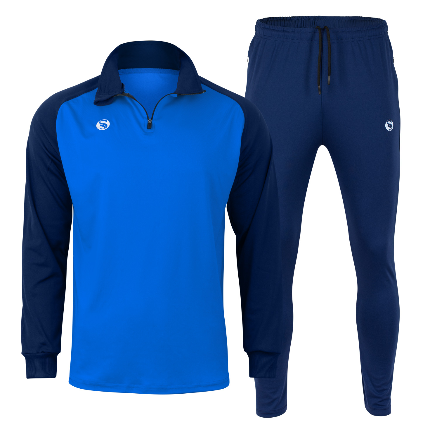 Trainingsanzug_Tracksuit_Jogging_Stark-Soul_1039_1040_marine_Front_1500px Trainingsanzug "WARM UP" für Herren, bequemer Tracksuit, 1/4 Zipper