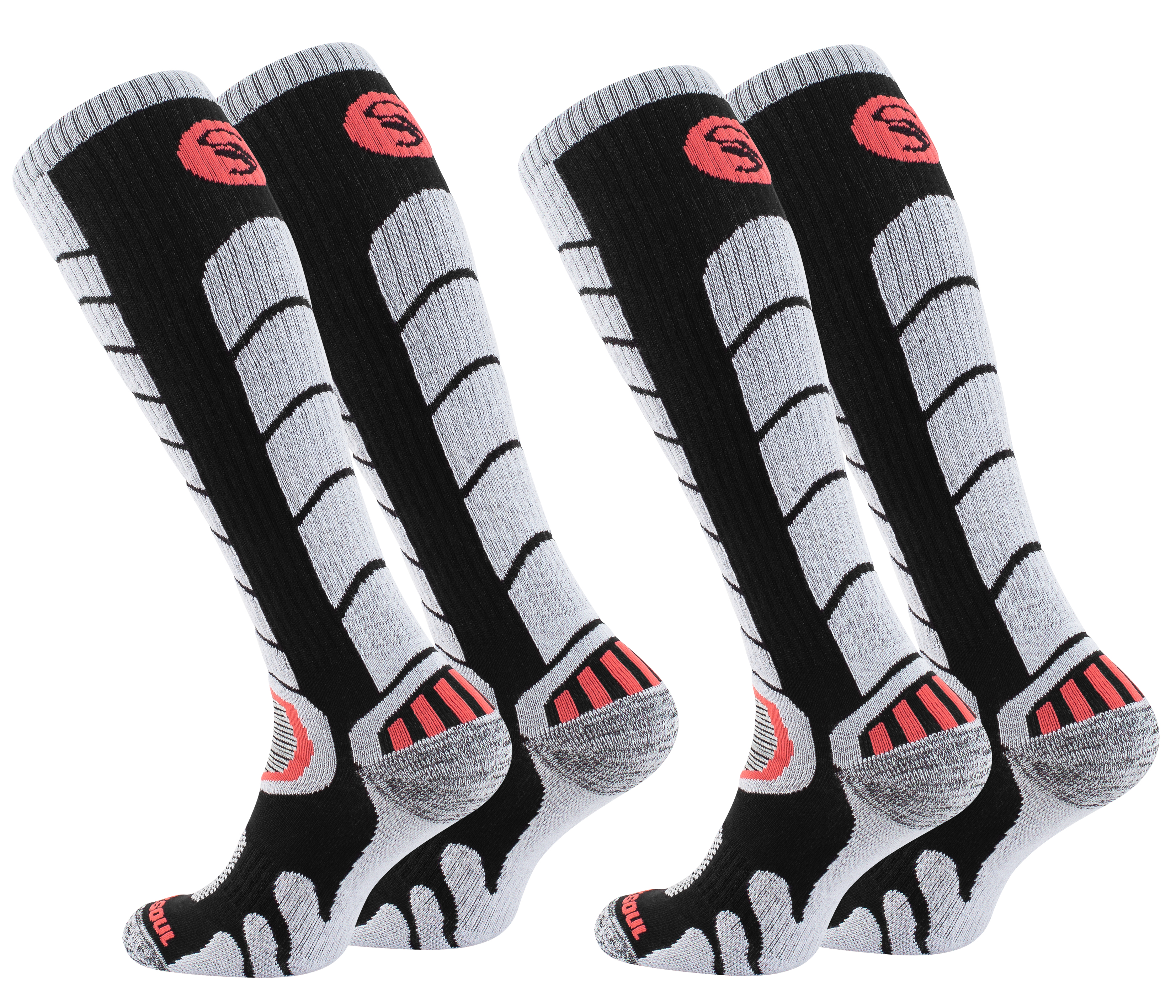 Skisocken2-paar-schwarz Ski & Snowboard Socken mit Spezialpolsterung, 2 Paar