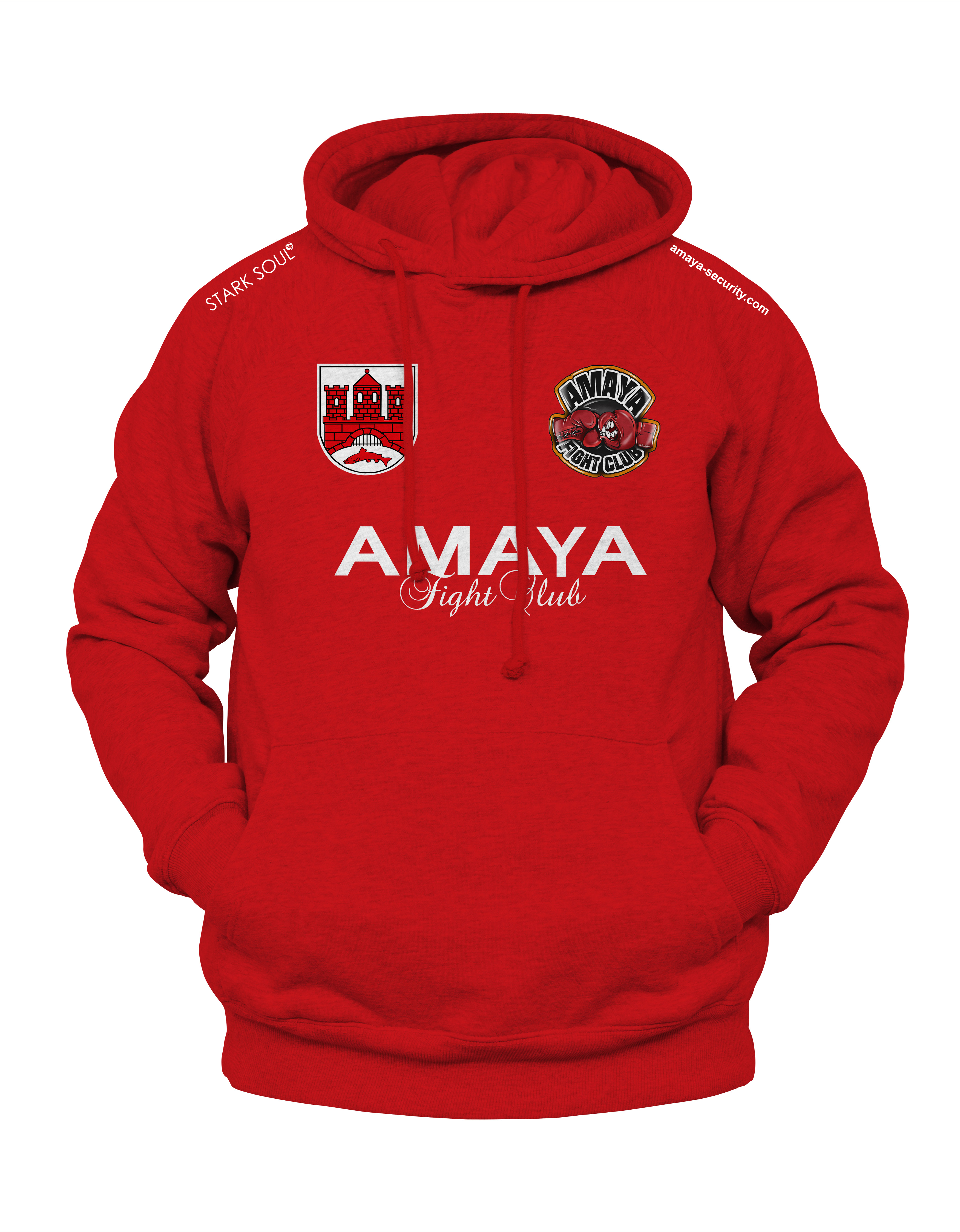 Hoodie-Brust Hoodie "AMAYA" - Kapuzenpullover rot - unisex - innen angeraut