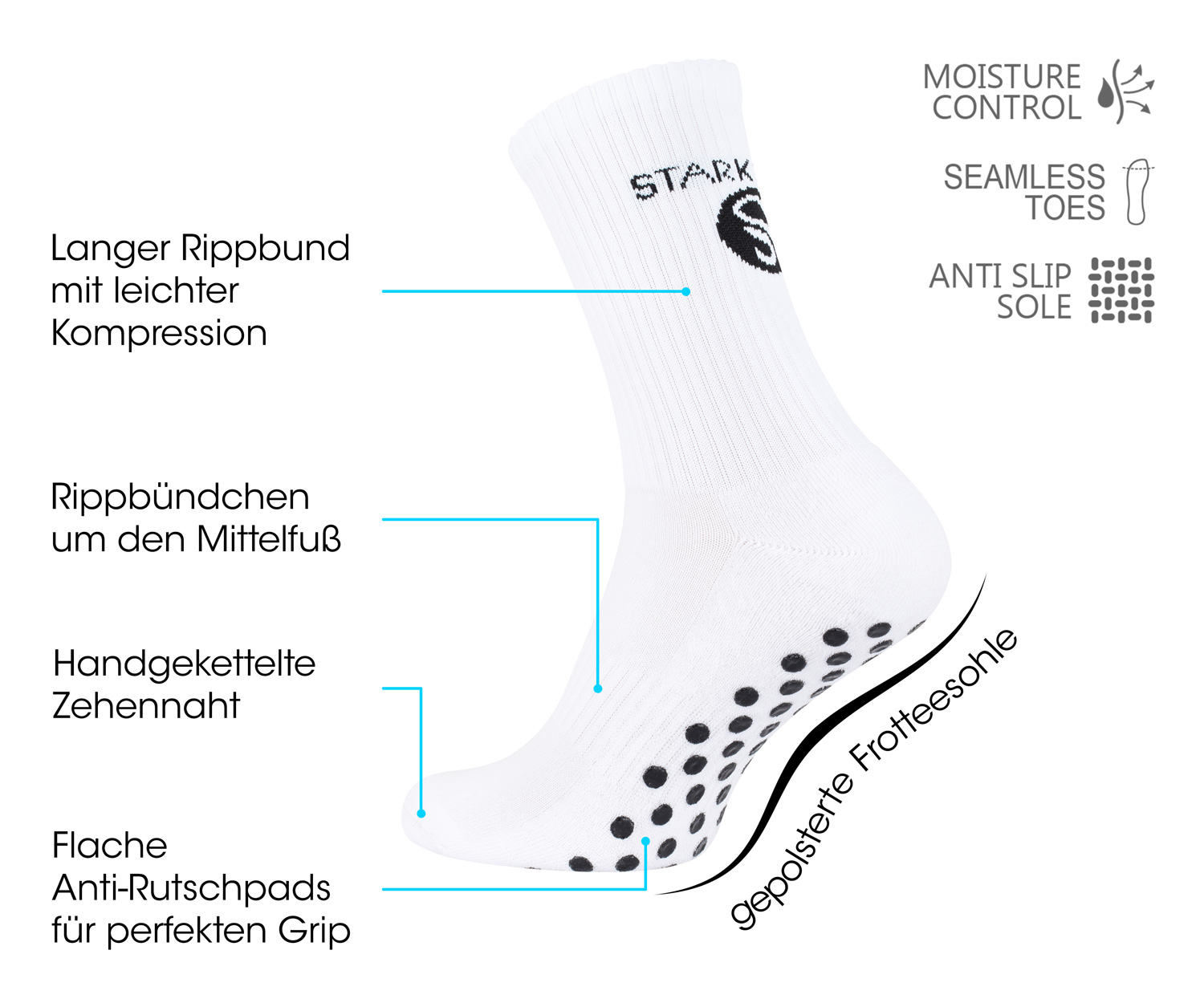Sport Fußball Socken Anti Rutsch Sportsocken Atmungsaktiv Mid-Calf Stutzen X7B4 