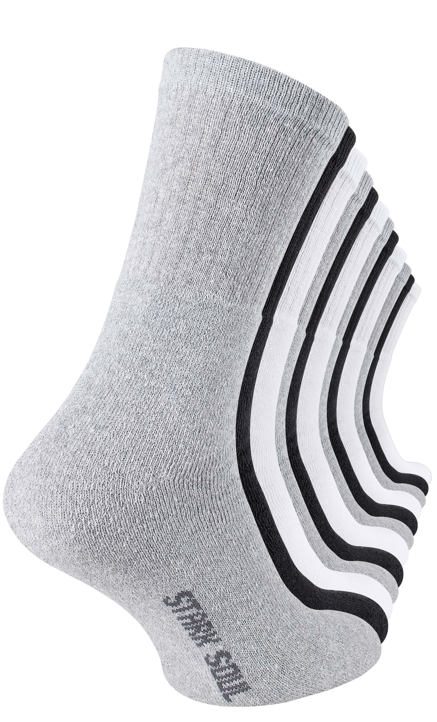 Paar | Crew schwarz, 12 6 in - Damen oder grau | Sockswear weiss, Tennissocken Socken