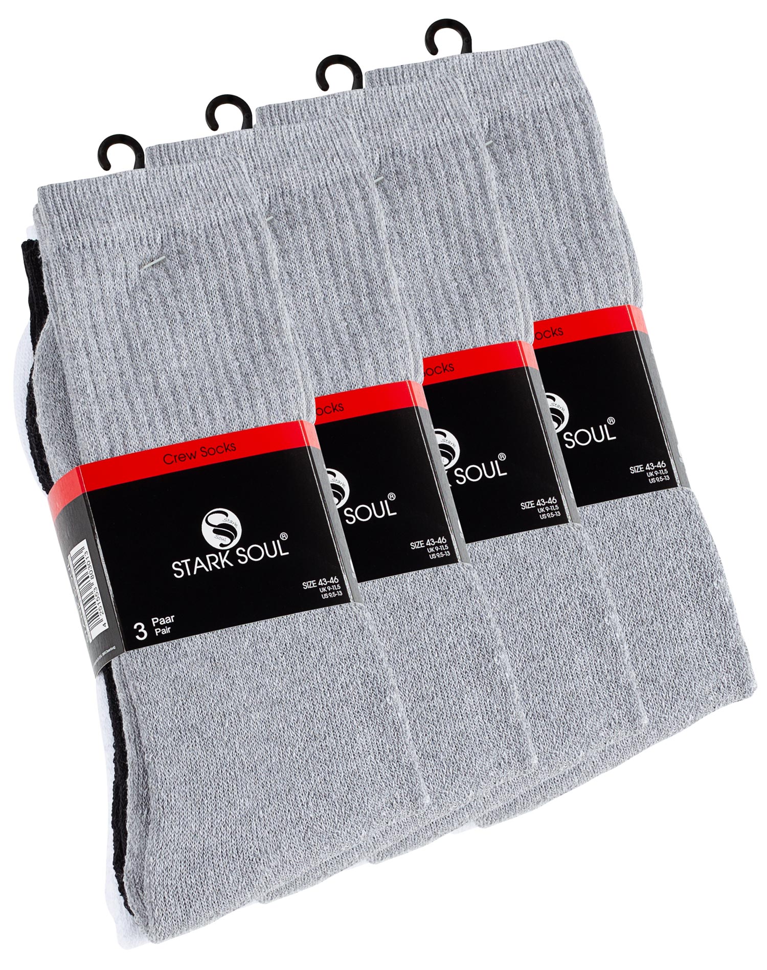 Crew Socken - Tennissocken | weiss, Damen Sockswear oder grau 12 Paar | in 6 schwarz