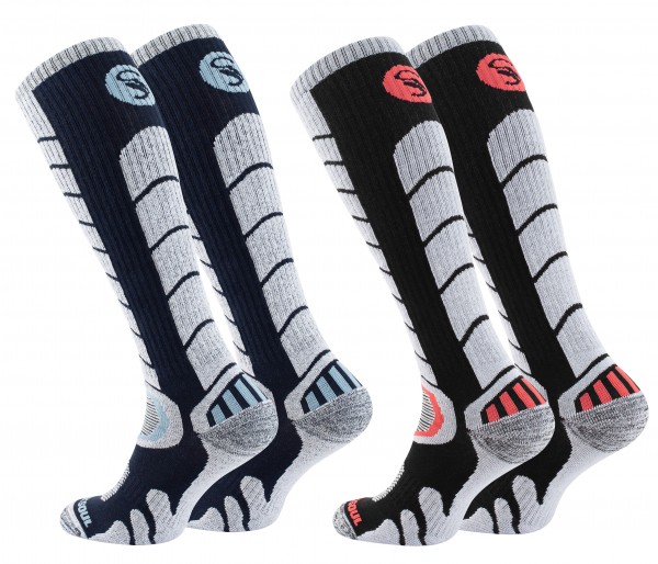 Ski & Snowboard Socken mit Spezialpolsterung, 2 Paar